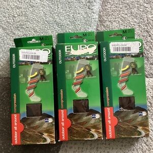 Lot of 3 EUROSOCK Outdoor Compression socks Size Medium Brown Made in Italy NEW